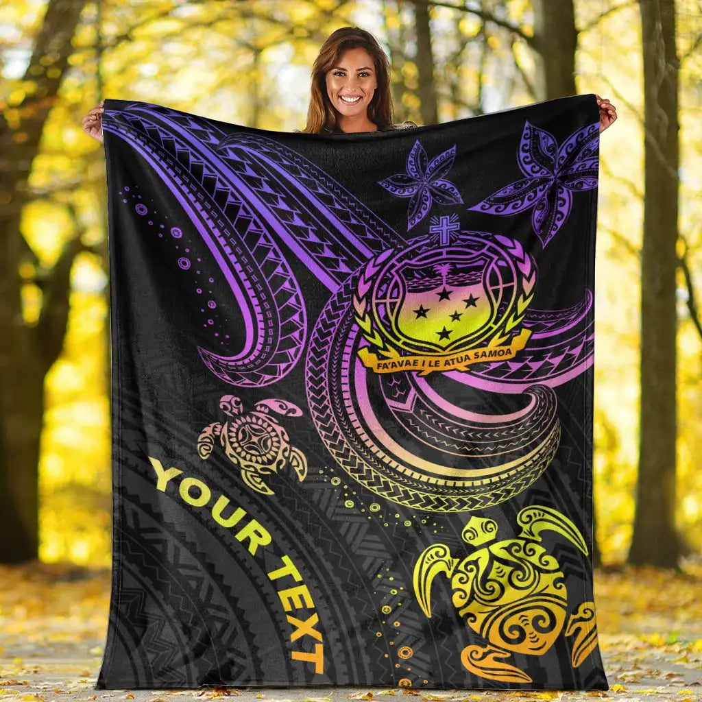 Samoa Custom Personalised Premium Blanket- Pink Turtle