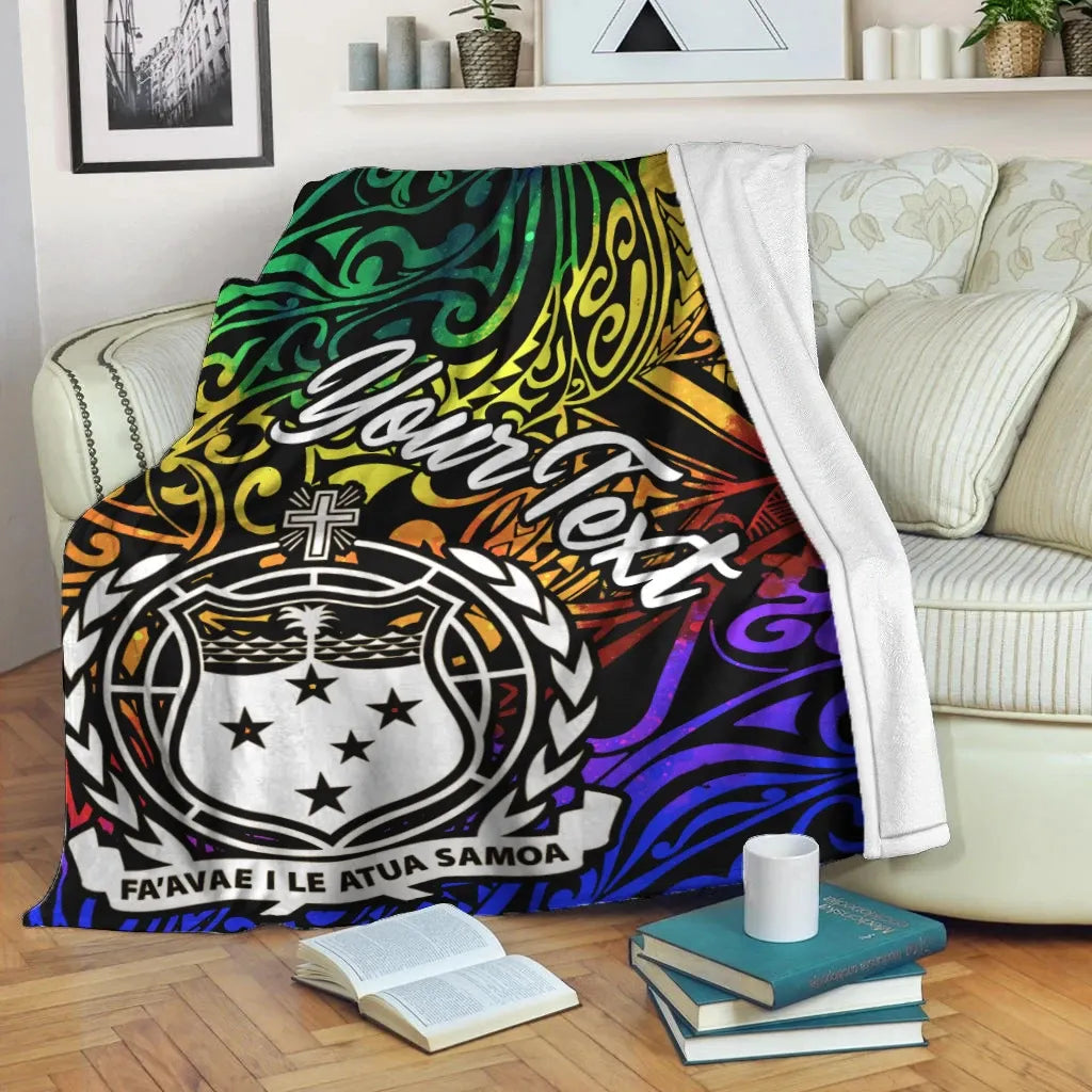 Samoa Custom Personalised Premium Blanket - Rainbow Polynesian Pattern