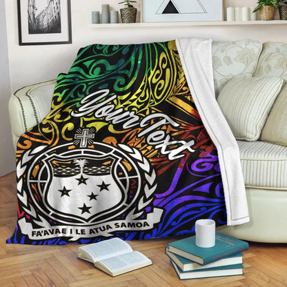 Samoa Custom Personalised Premium Blanket - Rainbow Polynesian Pattern