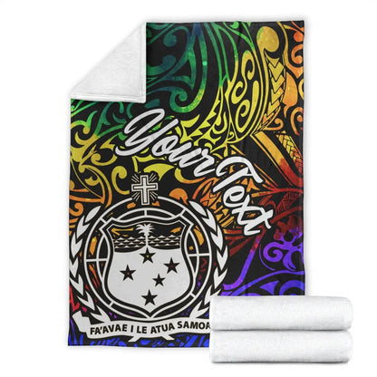 Samoa Custom Personalised Premium Blanket - Rainbow Polynesian Pattern
