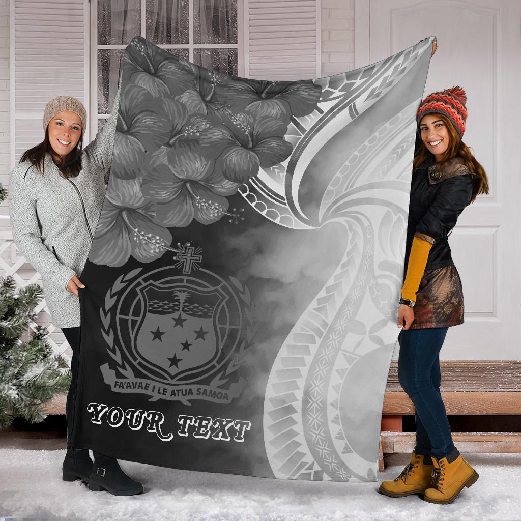 Samoa Custom Personalised Premium Blanket - Samoa Seal Wave Style (Black)