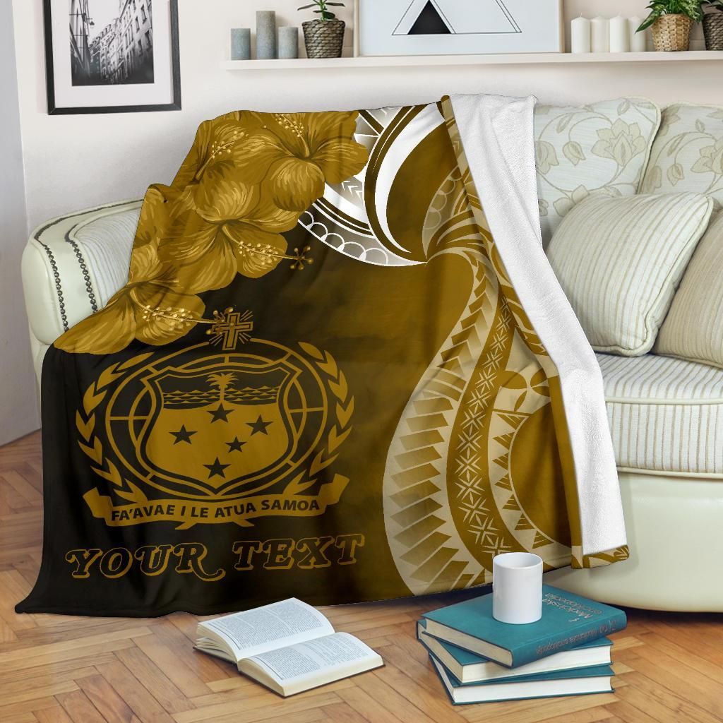 Samoa Custom Personalised Premium Blanket - Samoa Seal Wave Style (Gold)