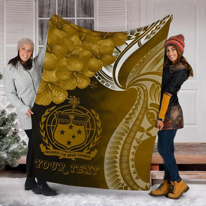 Samoa Custom Personalised Premium Blanket - Samoa Seal Wave Style (Gold)