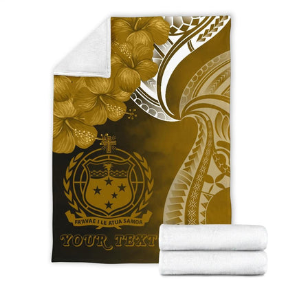 Samoa Custom Personalised Premium Blanket - Samoa Seal Wave Style (Gold)