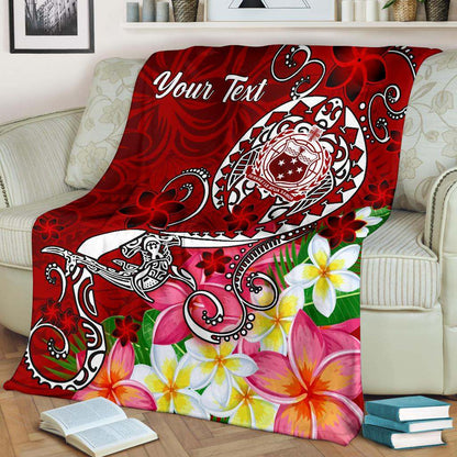 Samoa Custom Personalised Premium Blanket - Turtle Plumeria (Red)