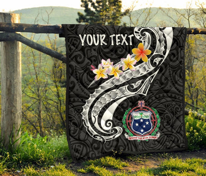 Samoa Custom Personalised Premium Quilt - Samoa Seal  Polynesian Patterns Plumeria (Black)