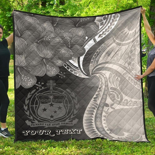 Samoa Custom Personalised Premium Quilt - Samoa Seal Wave Style (Black)