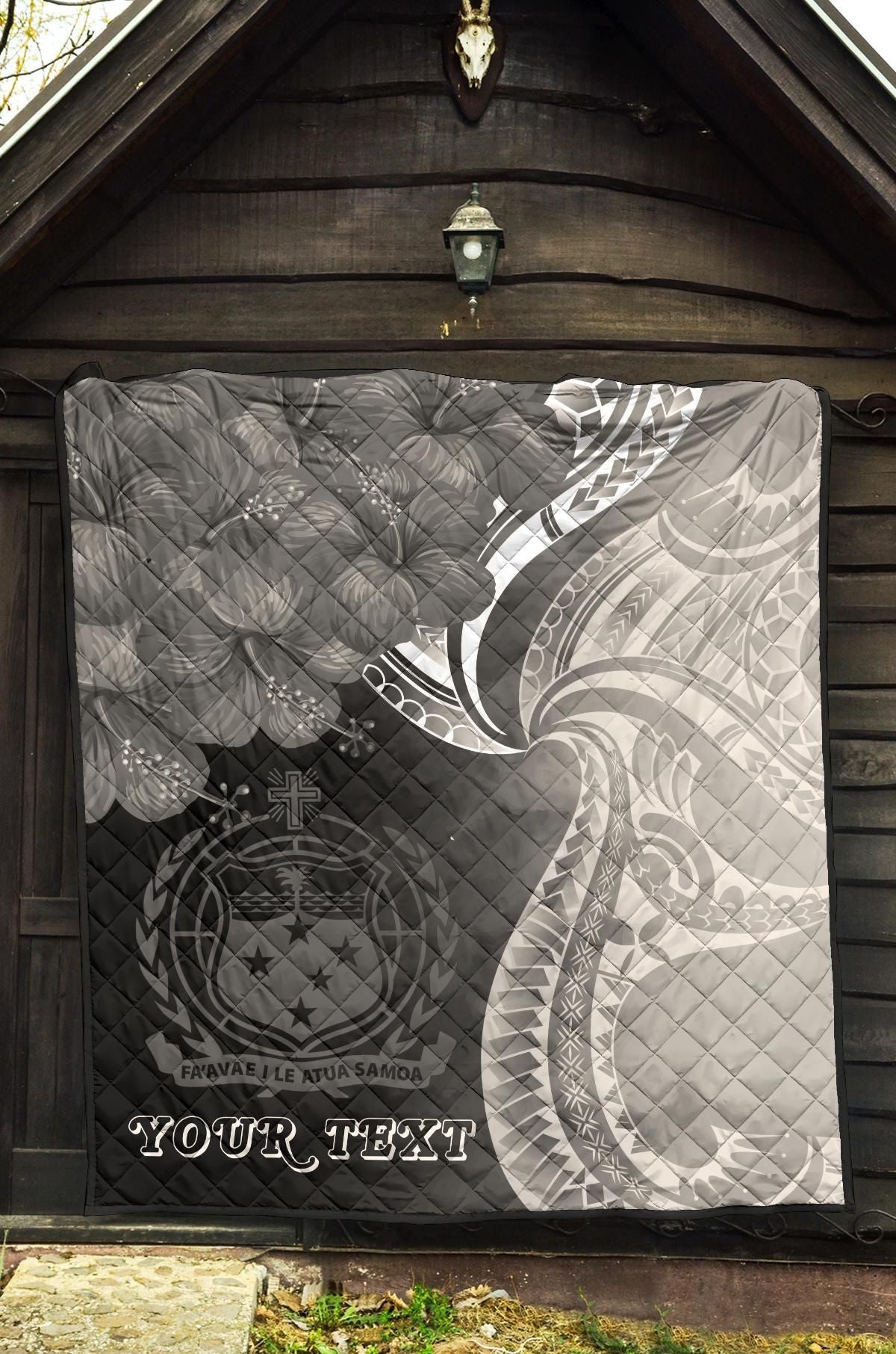 Samoa Custom Personalised Premium Quilt - Samoa Seal Wave Style (Black)