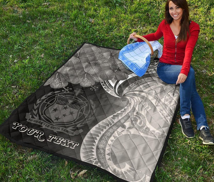 Samoa Custom Personalised Premium Quilt - Samoa Seal Wave Style (Black)