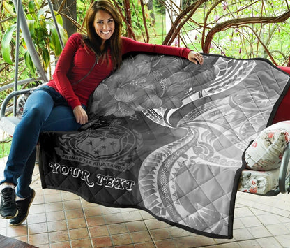 Samoa Custom Personalised Premium Quilt - Samoa Seal Wave Style (Black)