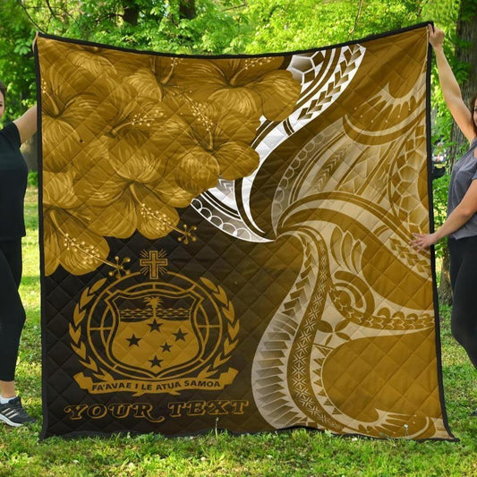 Samoa Custom Personalised Premium Quilt - Samoa Seal Wave Style (Gold)