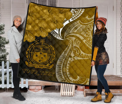 Samoa Custom Personalised Premium Quilt - Samoa Seal Wave Style (Gold)