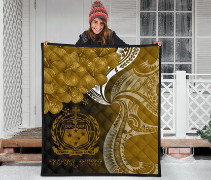 Samoa Custom Personalised Premium Quilt - Samoa Seal Wave Style (Gold)