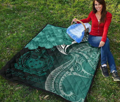 Samoa Custom Personalised Premium Quilt - Samoa Seal Wave Style (Green)