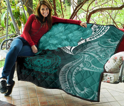 Samoa Custom Personalised Premium Quilt - Samoa Seal Wave Style (Green)