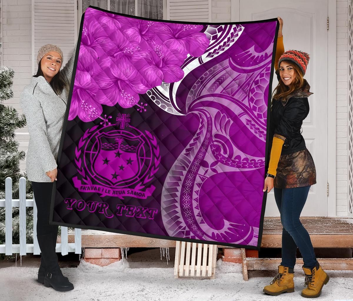 Samoa Custom Personalised Premium Quilt - Samoa Seal Wave Style (Pink)