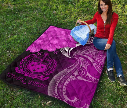 Samoa Custom Personalised Premium Quilt - Samoa Seal Wave Style (Pink)