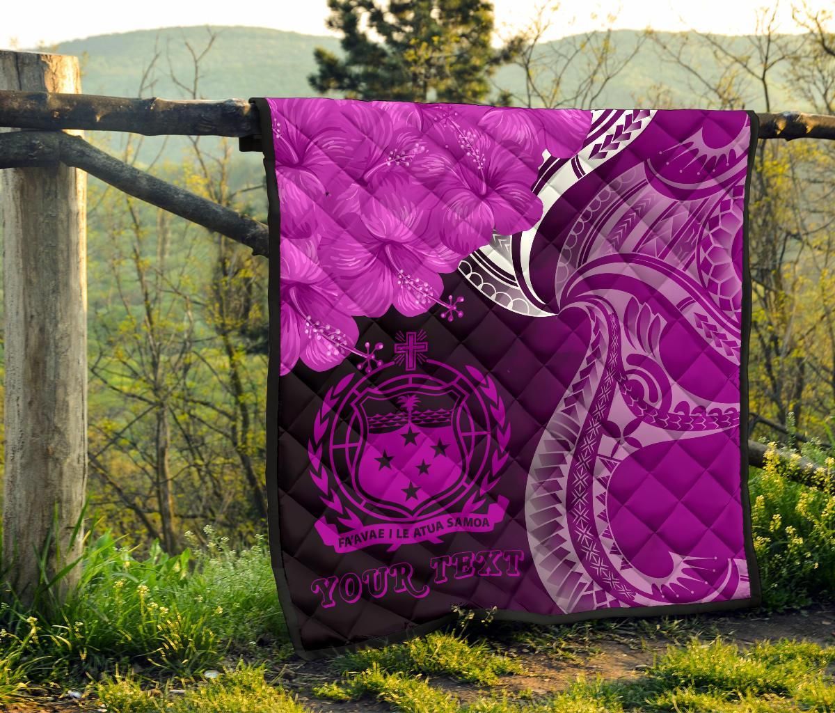 Samoa Custom Personalised Premium Quilt - Samoa Seal Wave Style (Pink)