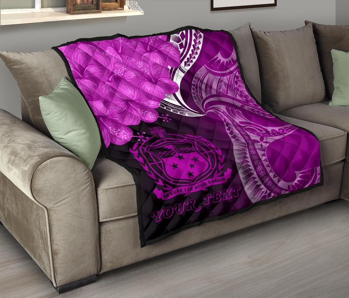 Samoa Custom Personalised Premium Quilt - Samoa Seal Wave Style (Pink)