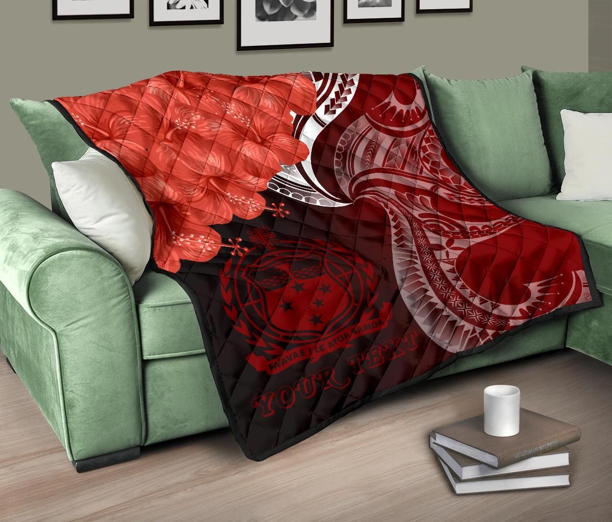 Samoa Custom Personalised Premium Quilt - Samoa Seal Wave Style (Red)