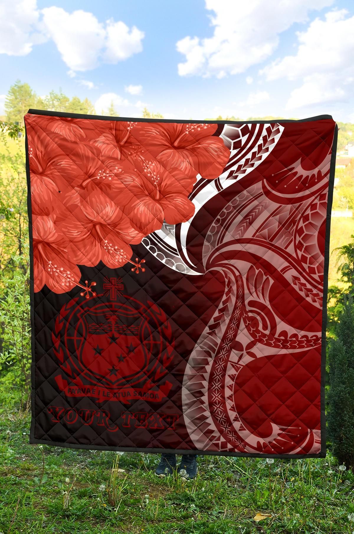 Samoa Custom Personalised Premium Quilt - Samoa Seal Wave Style (Red)