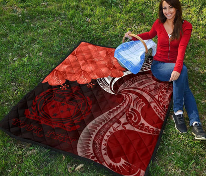 Samoa Custom Personalised Premium Quilt - Samoa Seal Wave Style (Red)