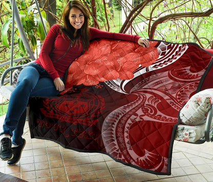 Samoa Custom Personalised Premium Quilt - Samoa Seal Wave Style (Red)