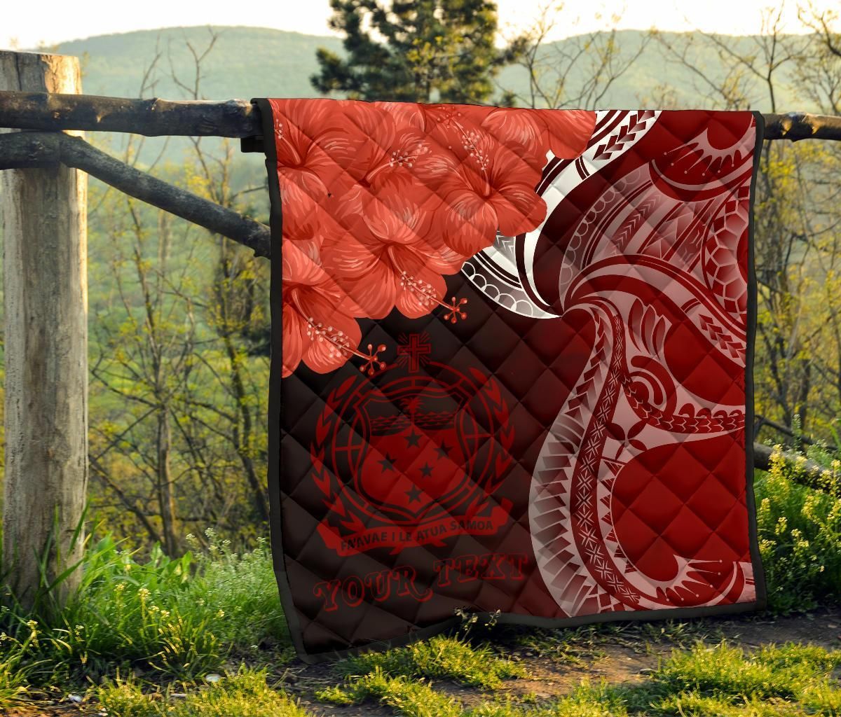 Samoa Custom Personalised Premium Quilt - Samoa Seal Wave Style (Red)