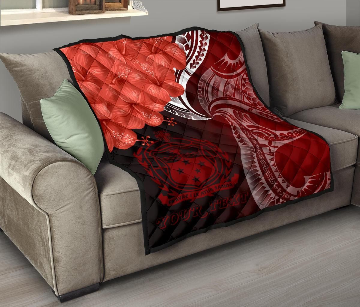 Samoa Custom Personalised Premium Quilt - Samoa Seal Wave Style (Red)