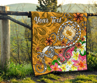 Samoa Custom Personalised Premium Quilt - Turtle Plumeria (Gold)