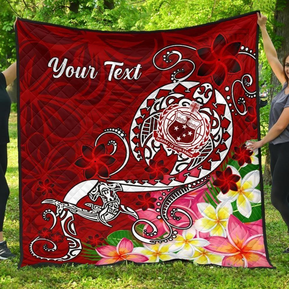 Samoa Custom Personalised Premium Quilt  - Turtle Plumeria (Red)