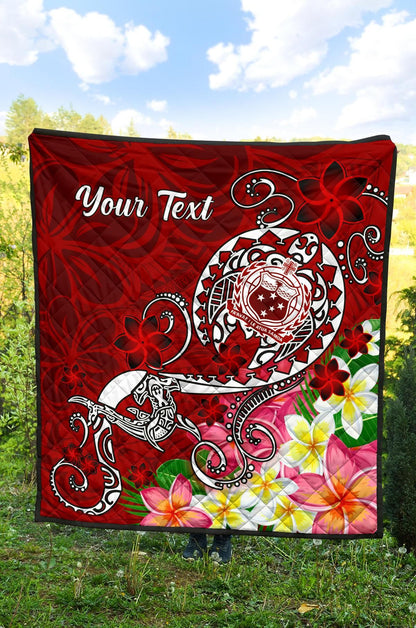 Samoa Custom Personalised Premium Quilt  - Turtle Plumeria (Red)