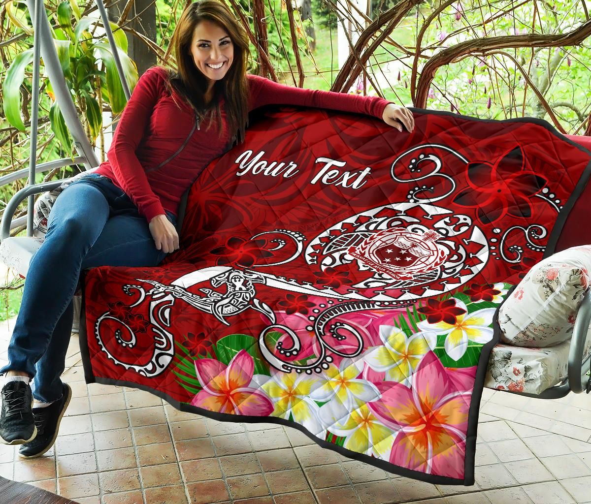 Samoa Custom Personalised Premium Quilt  - Turtle Plumeria (Red)
