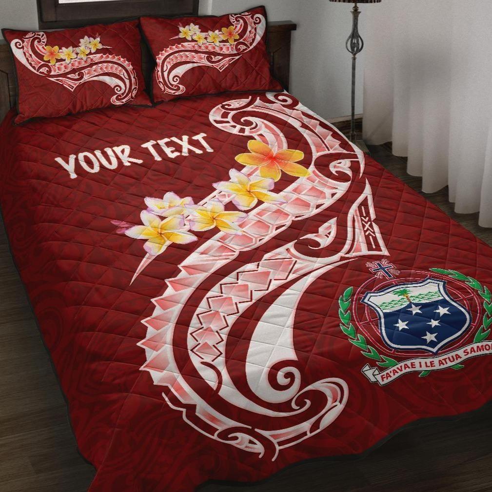 Samoa Custom Personalised Quilt Bed Set - Samoa Seal Polynesian Patterns Plumeria