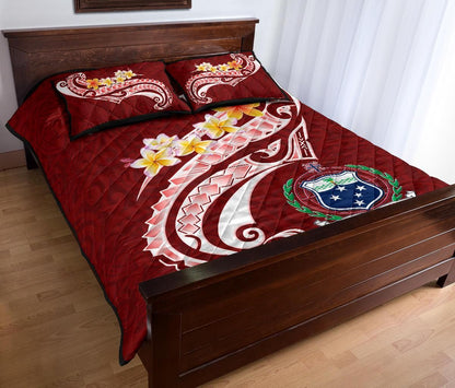Samoa Custom Personalised Quilt Bed Set - Samoa Seal Polynesian Patterns Plumeria