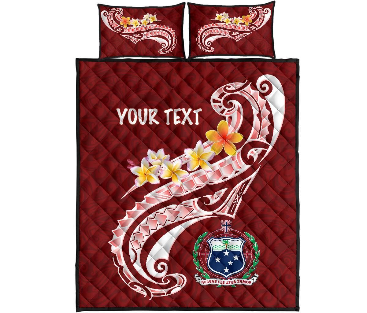 Samoa Custom Personalised Quilt Bed Set - Samoa Seal Polynesian Patterns Plumeria