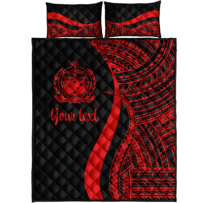 Samoa Custom Personalised Quilt Bed Set - Red Polynesian Tentacle Tribal Pattern
