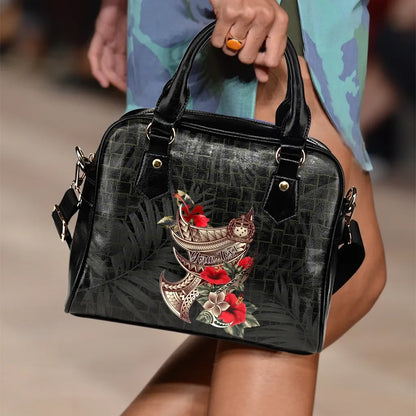 Samoa Custom Personalised Shoulder Handbag - Polynesian Tribal Tattoo