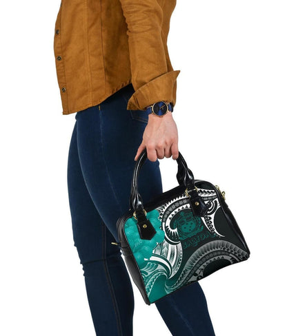 Samoa Custom Personalised Shoulder Handbag - Samoa Seal Wave Style (Green)