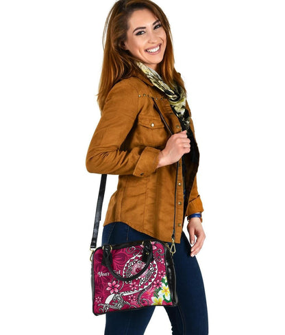 Samoa Custom Personalised Shoulder Handbag - Turtle Plumeria (Pink)