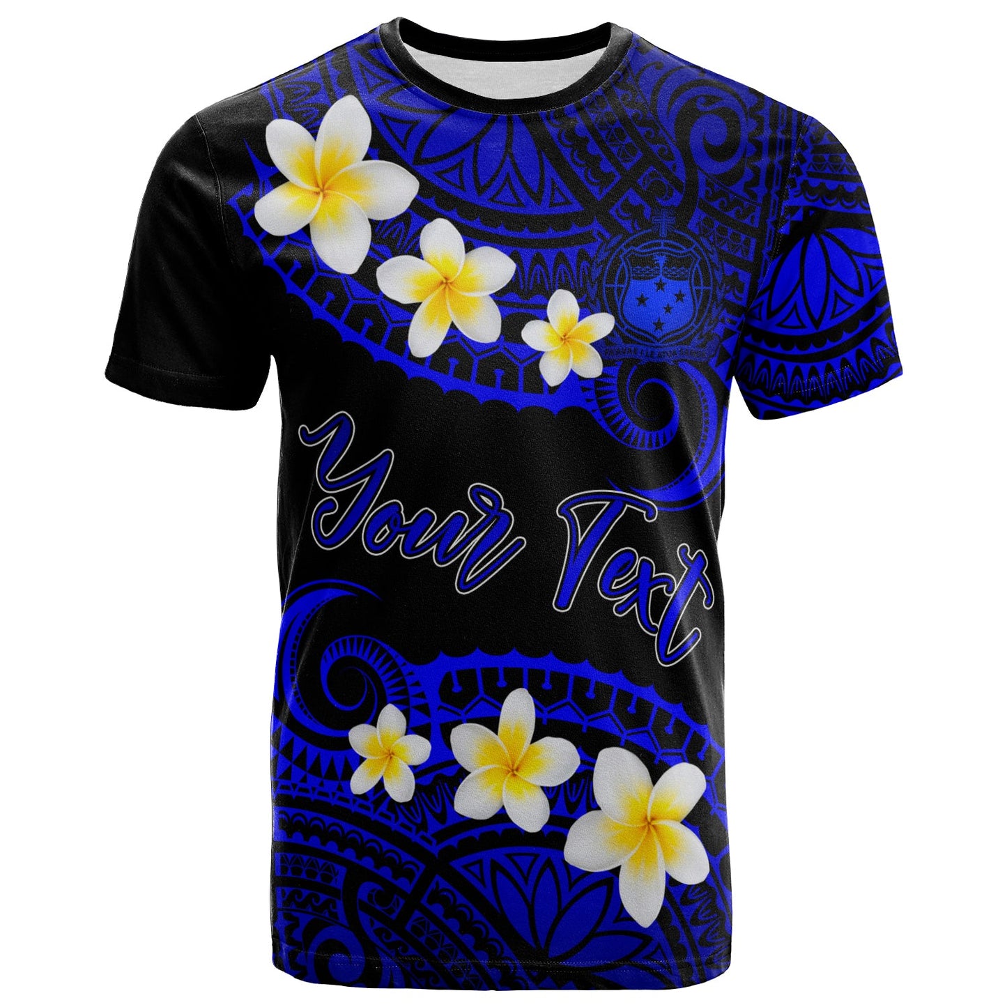Samoa Custom Personalised T-Shirt - Plumeria Polynesian Vibe Blue