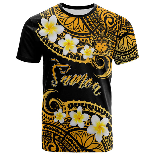 Samoa Custom Personalised T-Shirt - Plumeria Polynesian Vibe Gold