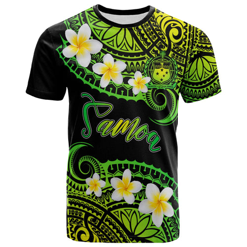 Samoa Custom Personalised T-Shirt - Plumeria Polynesian Vibe Green