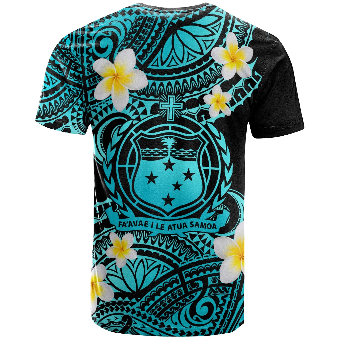 Samoa Custom Personalised T-Shirt - Plumeria Polynesian Vibe Turquoise