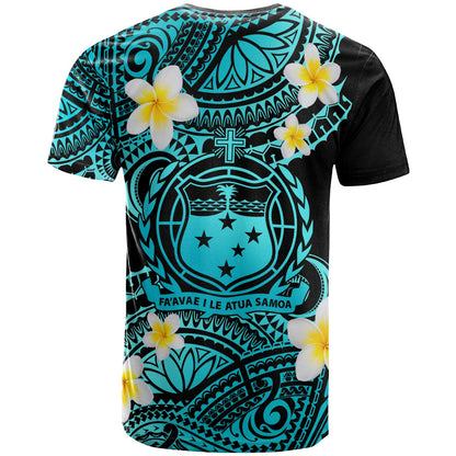 Samoa Custom Personalised T-Shirt - Plumeria Polynesian Vibe Turquoise