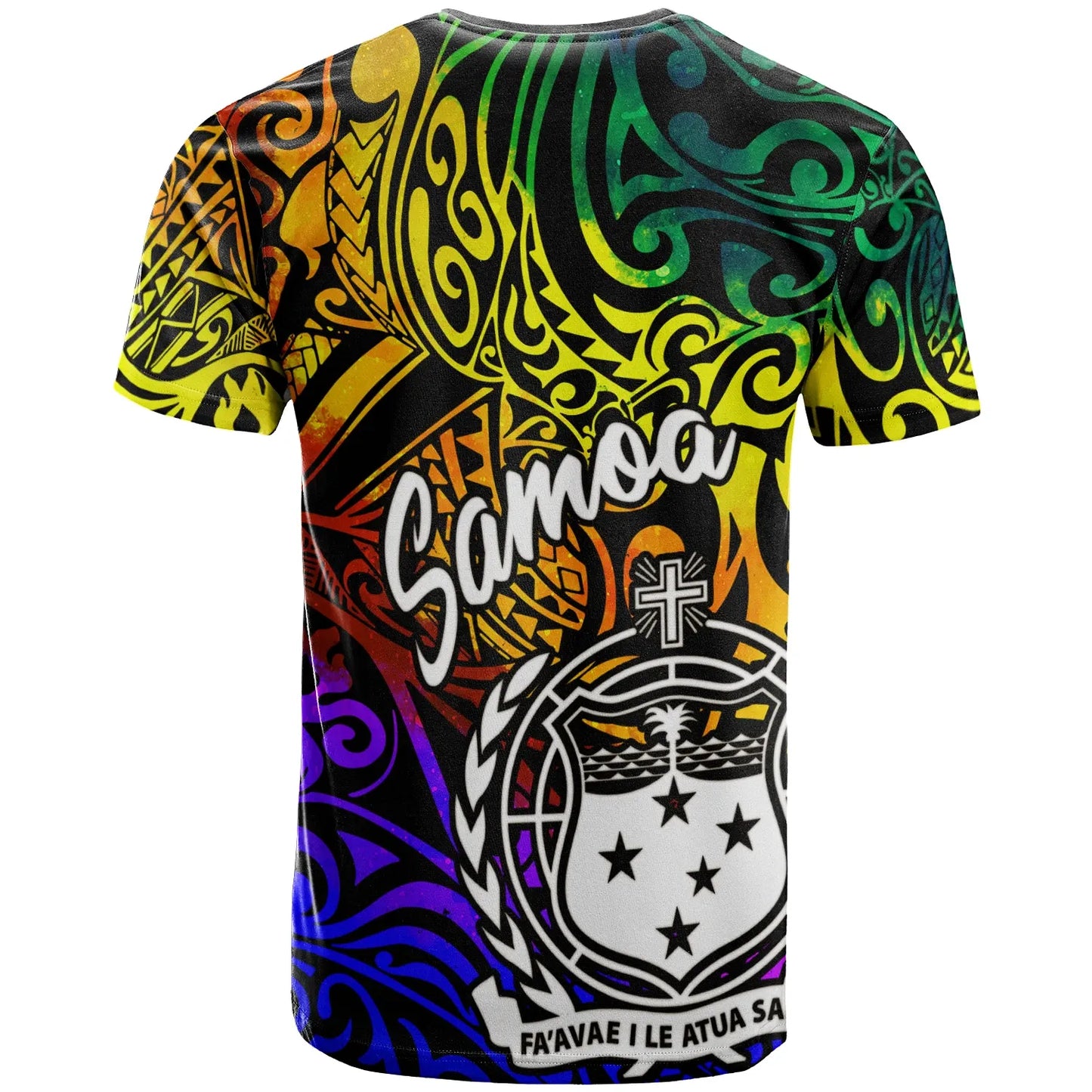 Samoa Custom Personalised T-Shirt - Rainbow Polynesian Pattern