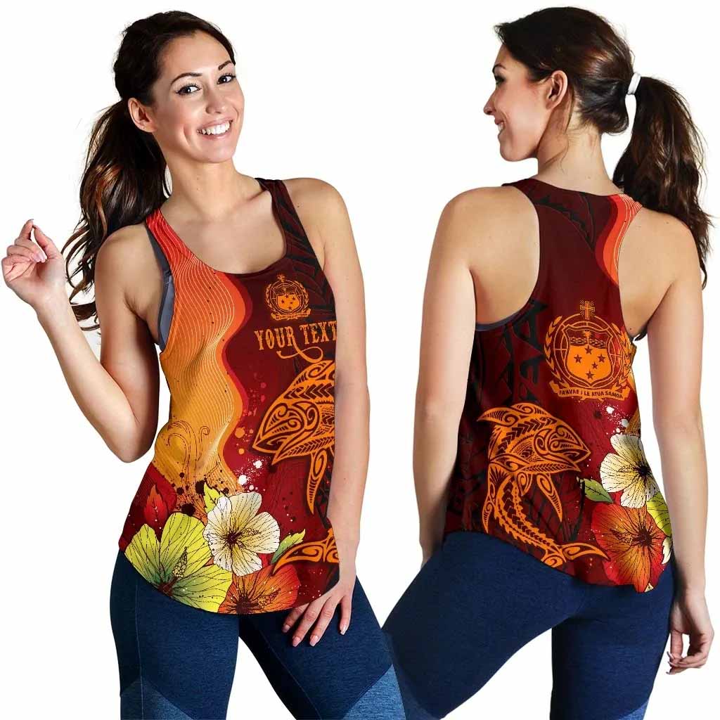 Samoa Custom Personalised Women Racerback Tank - Tribal Tuna Fish