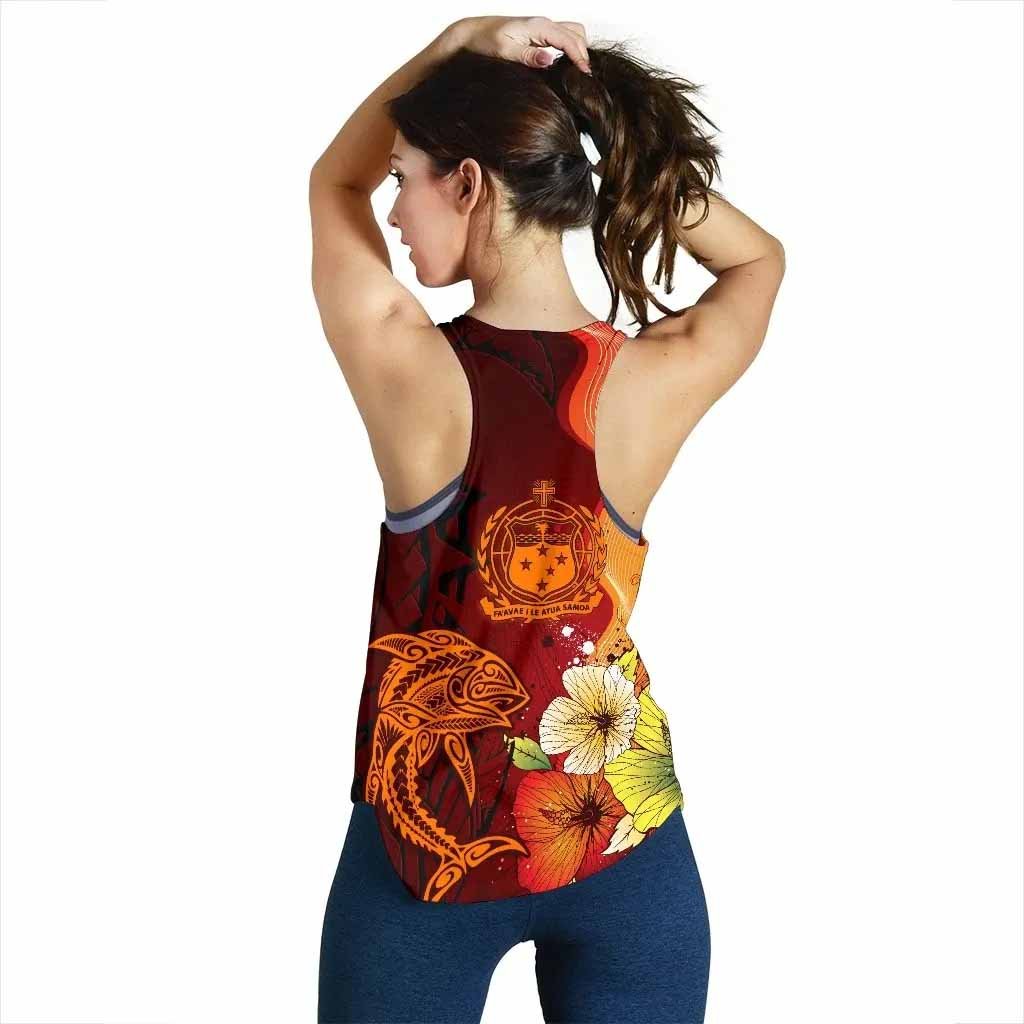 Samoa Custom Personalised Women Racerback Tank - Tribal Tuna Fish