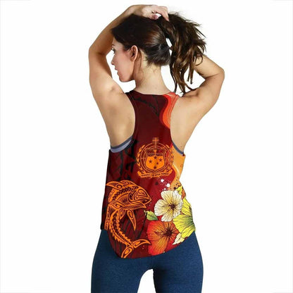 Samoa Custom Personalised Women Racerback Tank - Tribal Tuna Fish