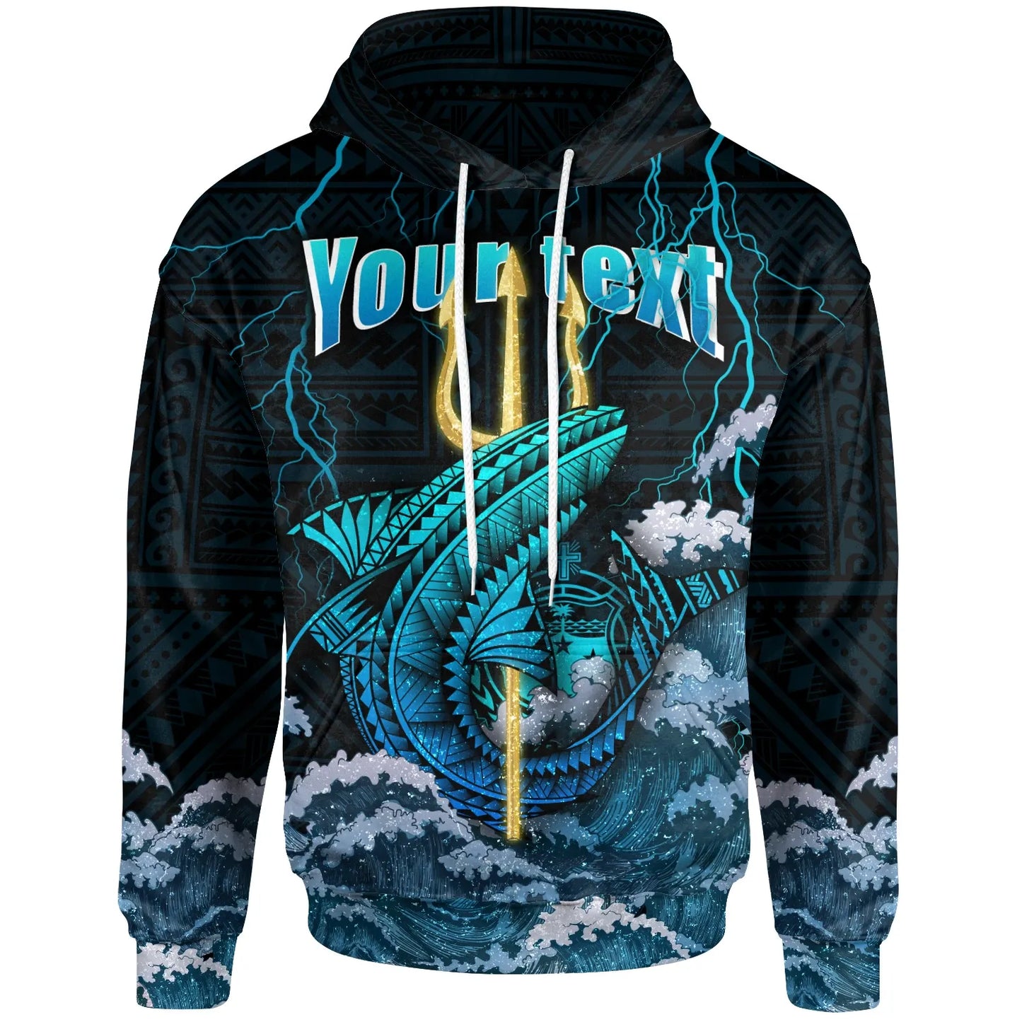 Samoa Custom Personalized Hoodie - Trident Thunder Shark